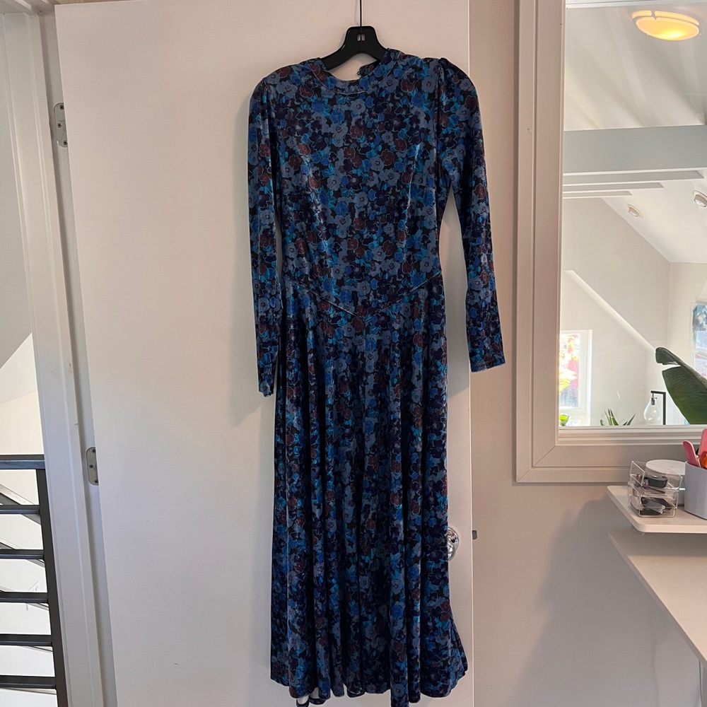 Free people open back velvet dress size small